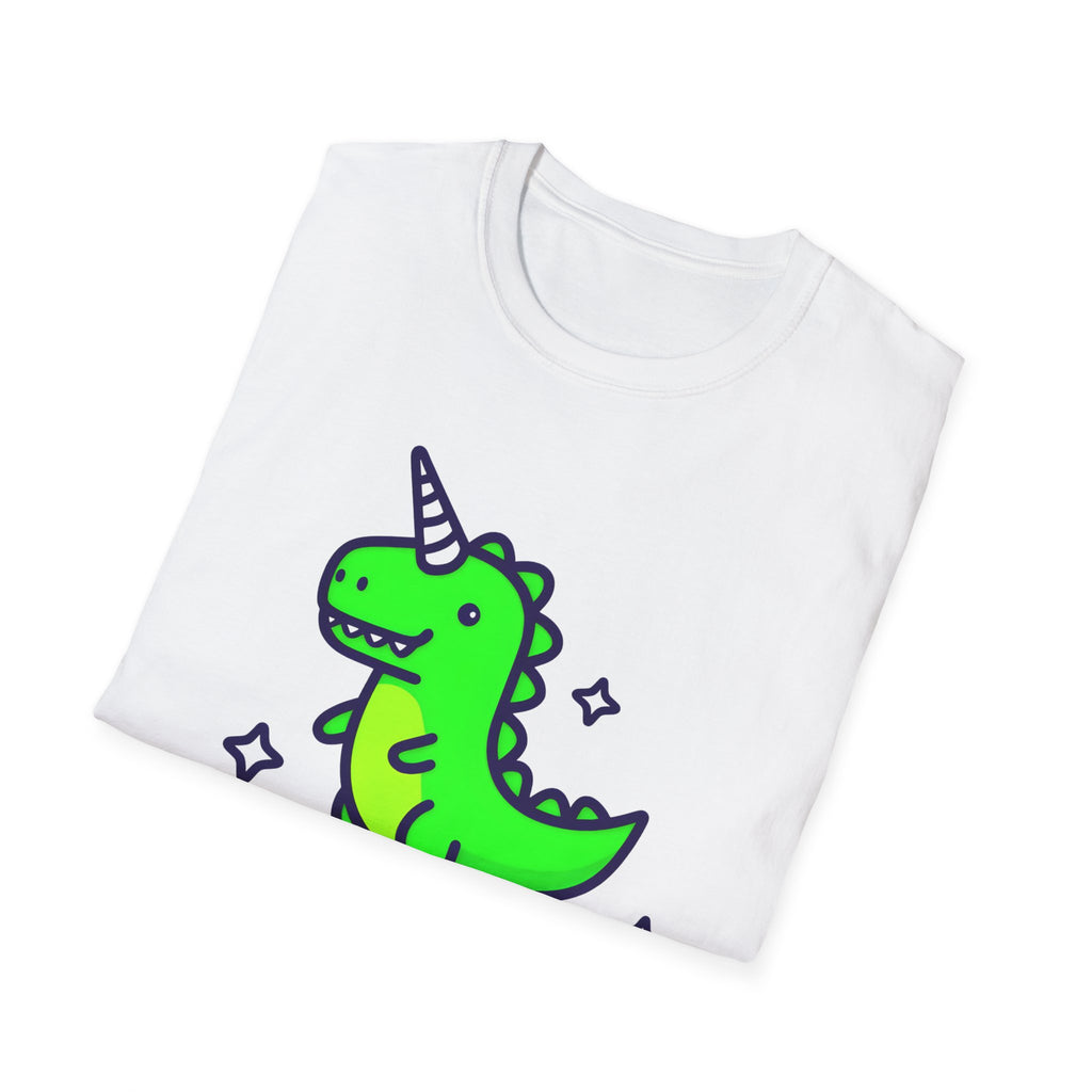 Dino Unicorn on Rainbow Unisex Softstyle T-Shirt