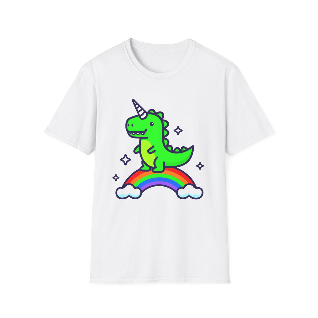 Dino Unicorn on Rainbow Unisex Softstyle T-Shirt